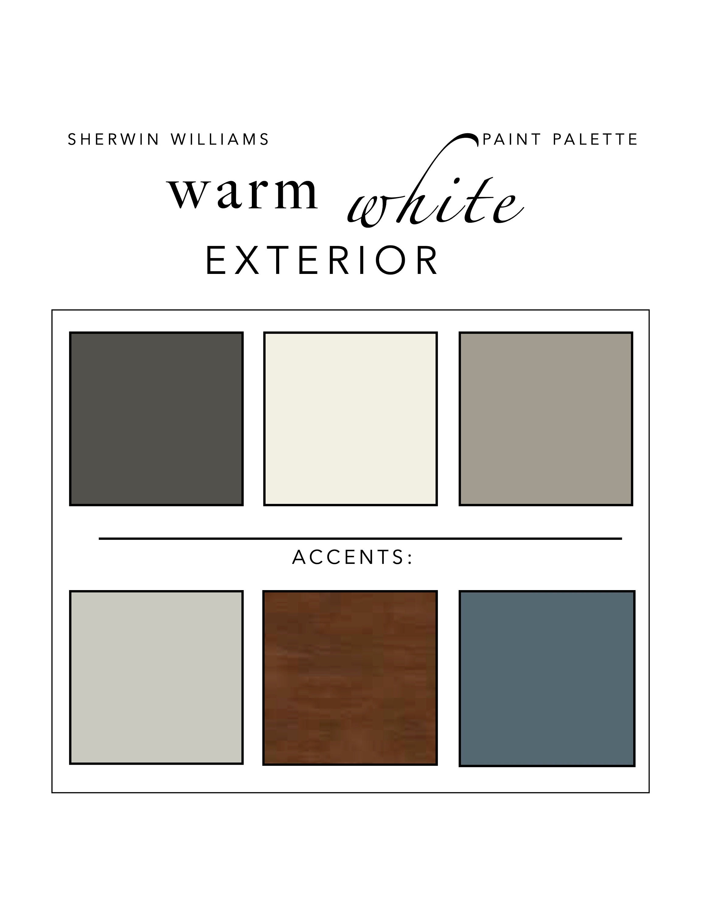 Warm White EXTERIOR Paint Color Palette Siding Trim Doors Etsy