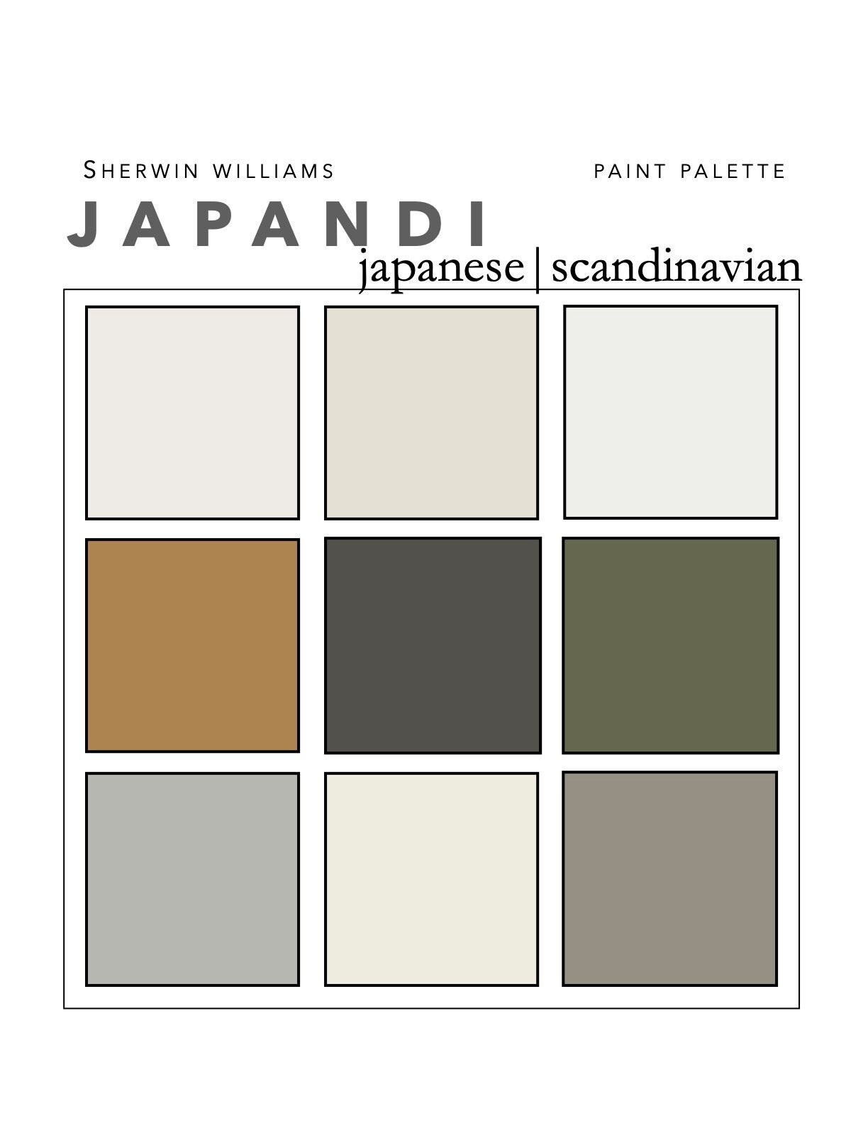 JAPANDI japanese scandinavian Paint Color Palette Etsy