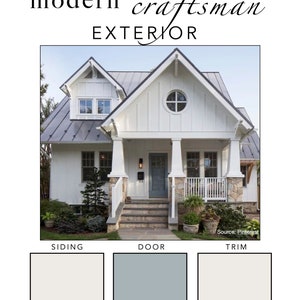 Modern CRAFTSMAN EXTERIOR Paint Color Palette: Siding, Trim, Doors ...