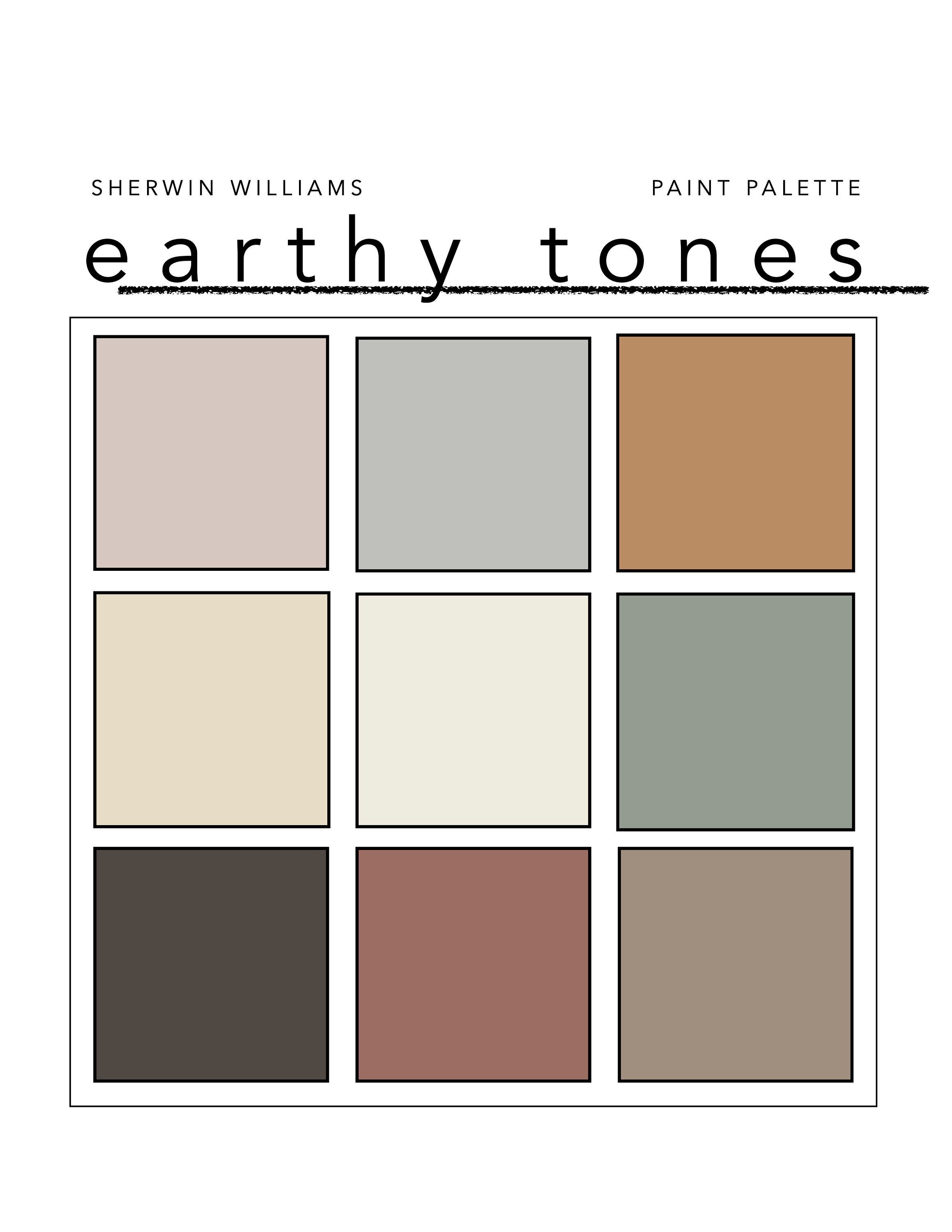Earthy Tones Paint Color Palette | Etsy