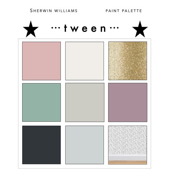 Tween Paint Color Palette, Bedroom Color Palette, Kids Design