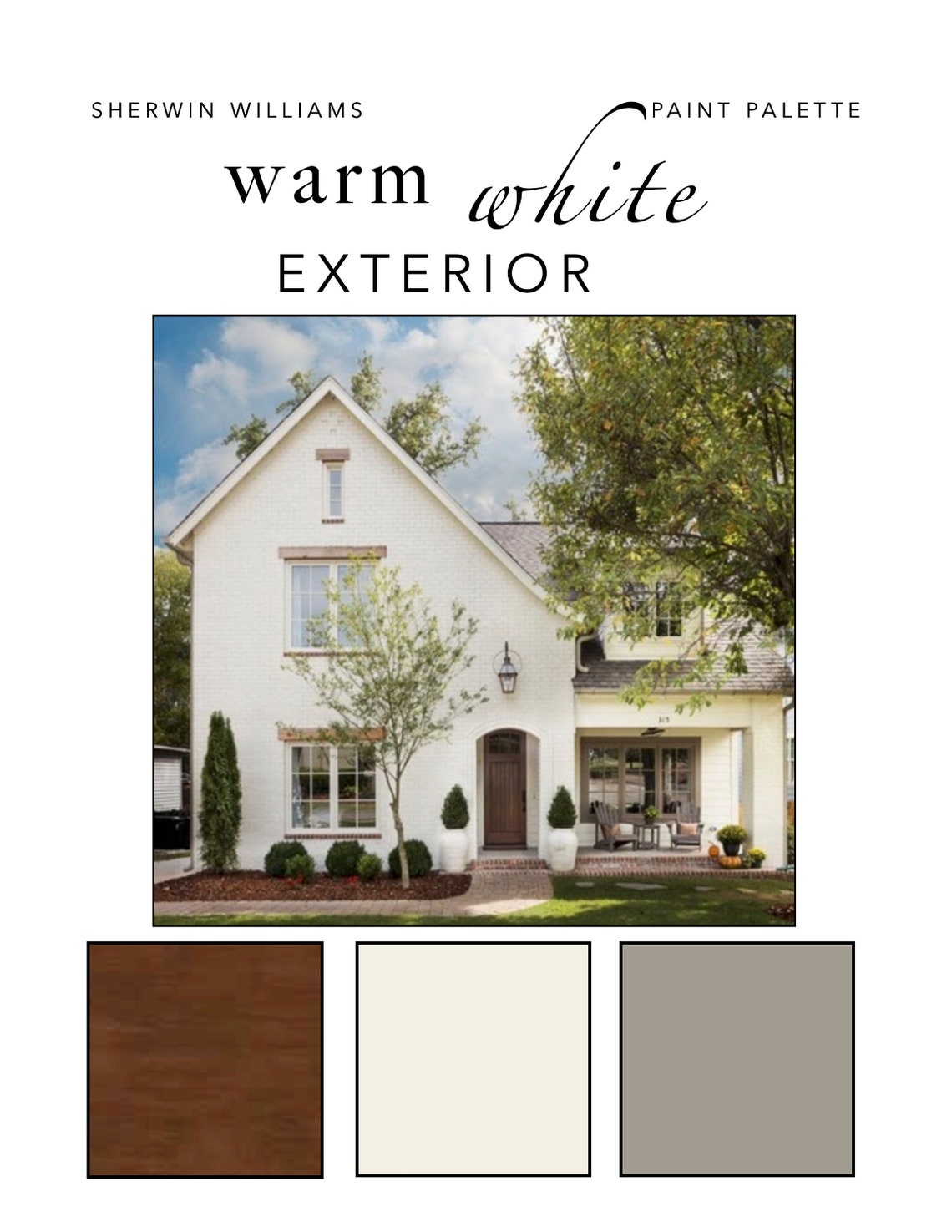 Warm White EXTERIOR Paint Color Palette Siding Trim Doors Etsy