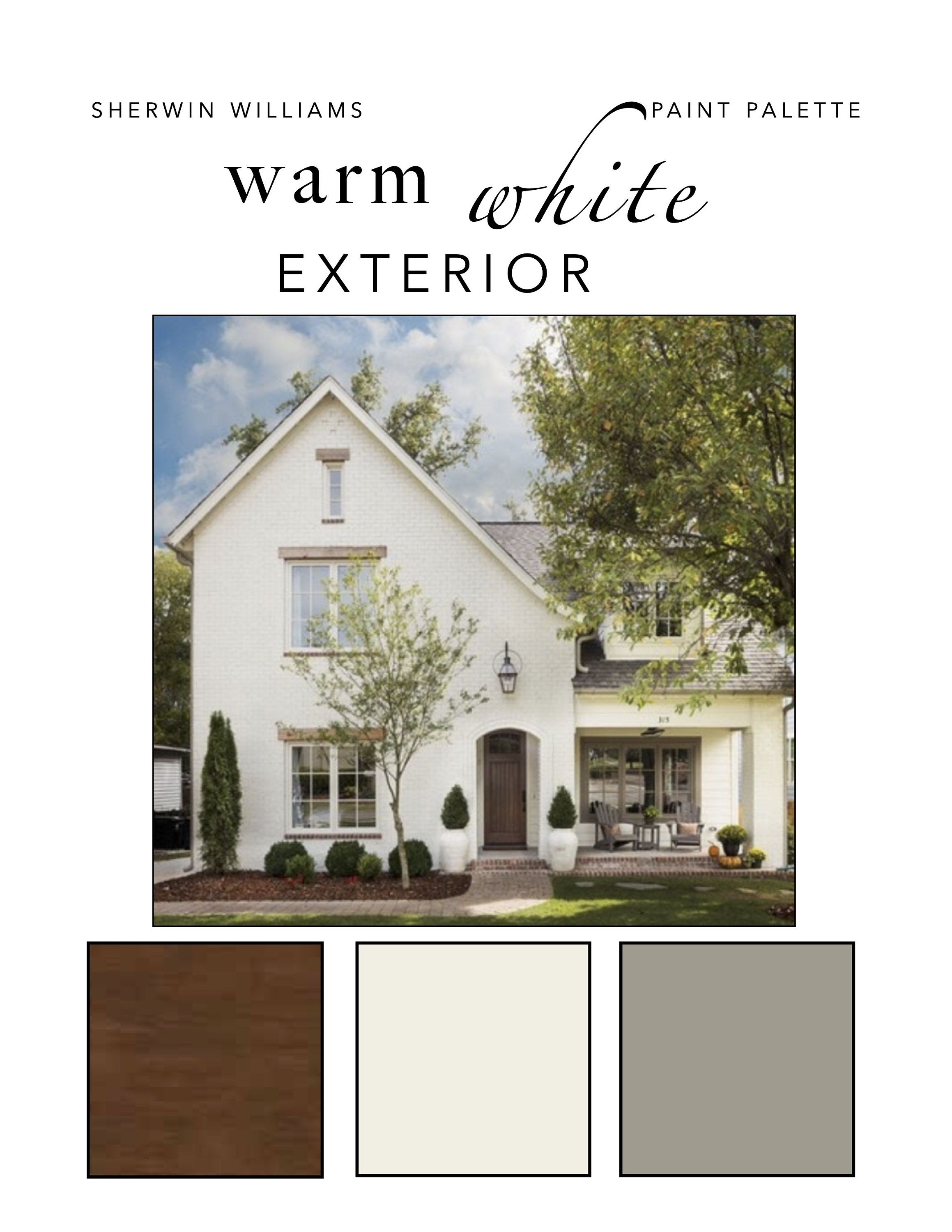 Warm White EXTERIOR Paint Color Palette Siding Trim Doors Etsy Canada