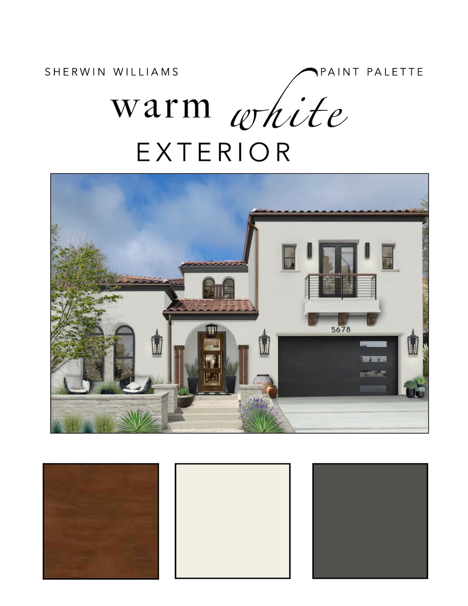 Warm White EXTERIOR Paint Color Palette Siding Trim Doors Etsy