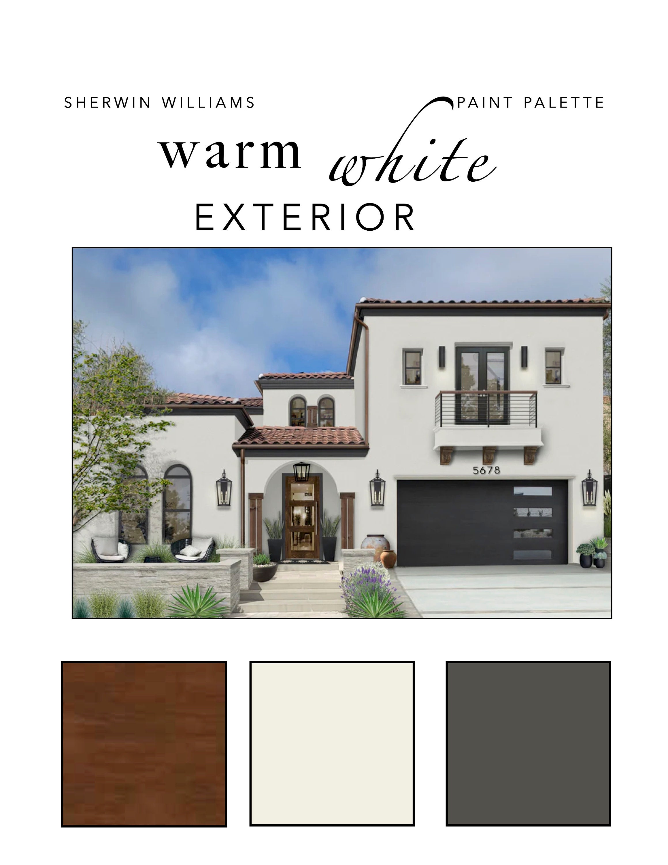 Warm White EXTERIOR Paint Color Palette Siding Trim Doors Etsy