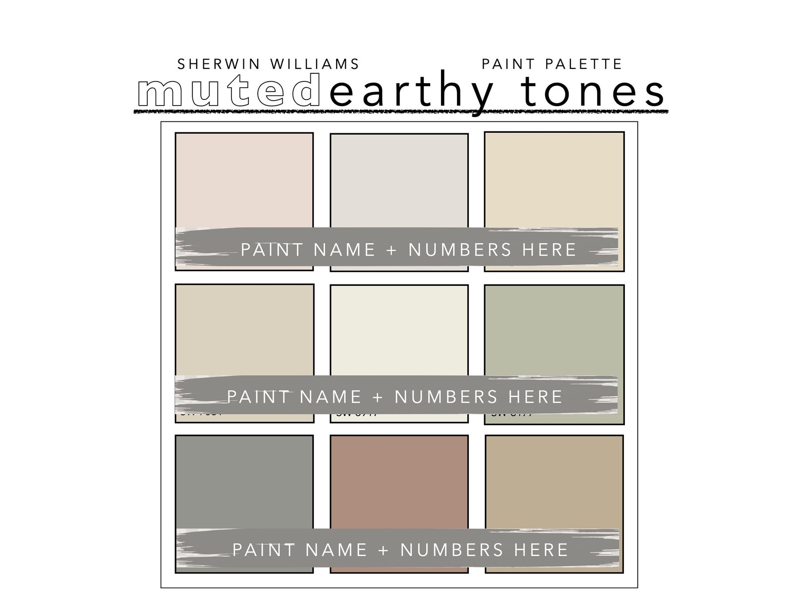 Muted Earthy Tones Paint Color Palette Etsy Canada