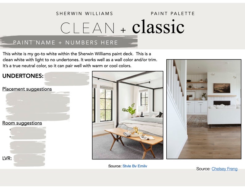 Paint Color Palette _ Clean and Classic _ Sherwin Williams Etsy