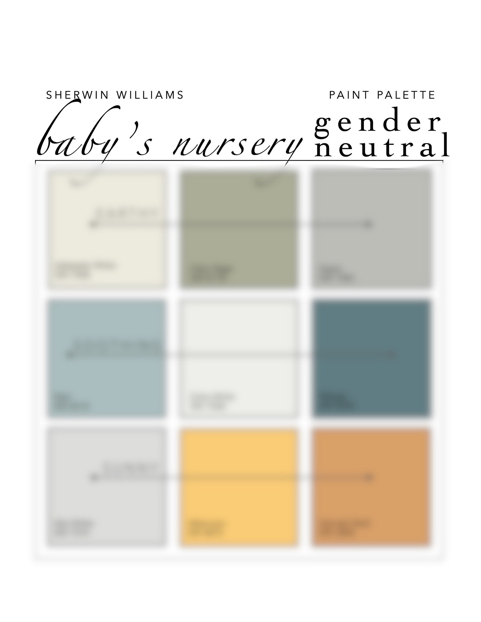 Baby's Nursery _ Gender Neutral Paint Color Palette Etsy