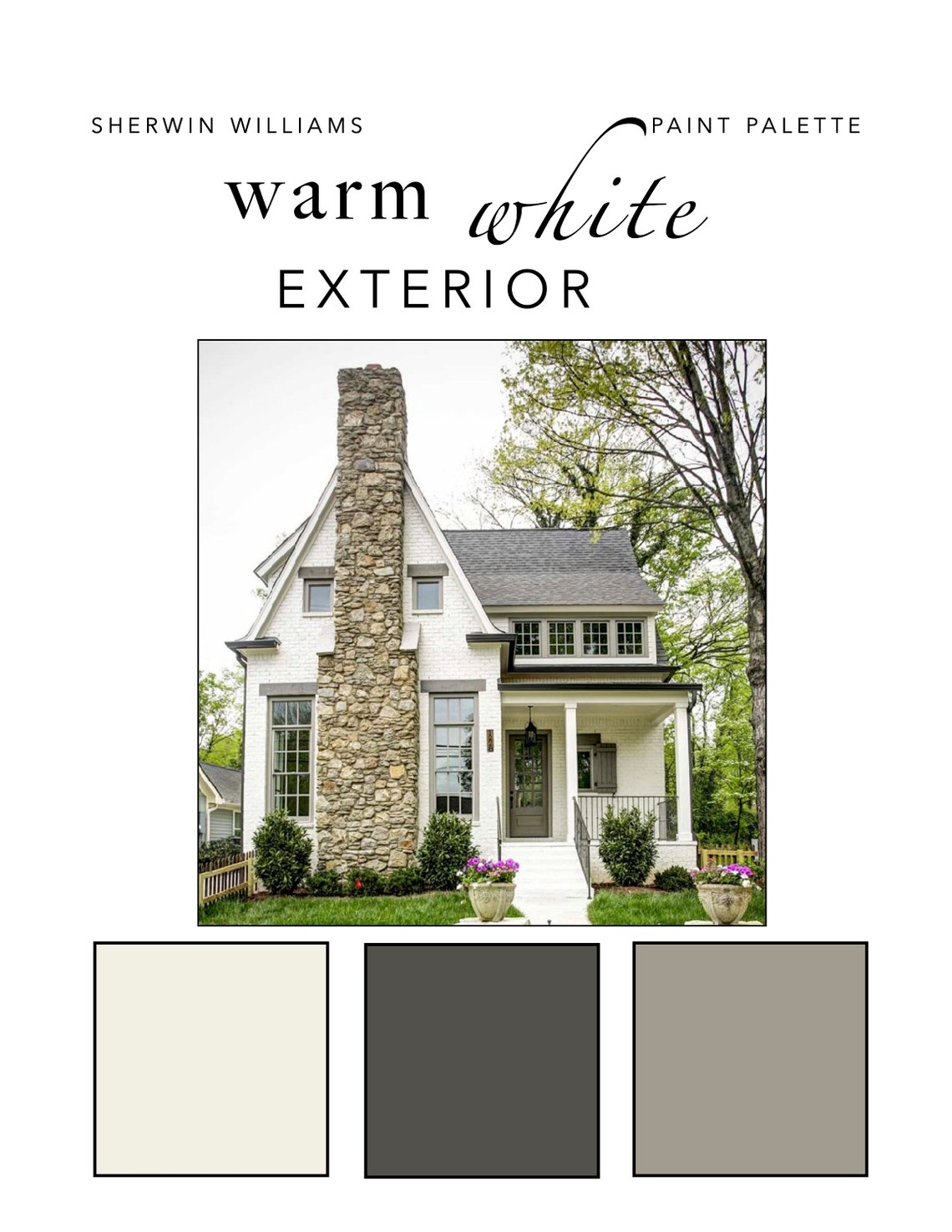 Warm White EXTERIOR Paint Color Palette Siding Trim Doors Etsy