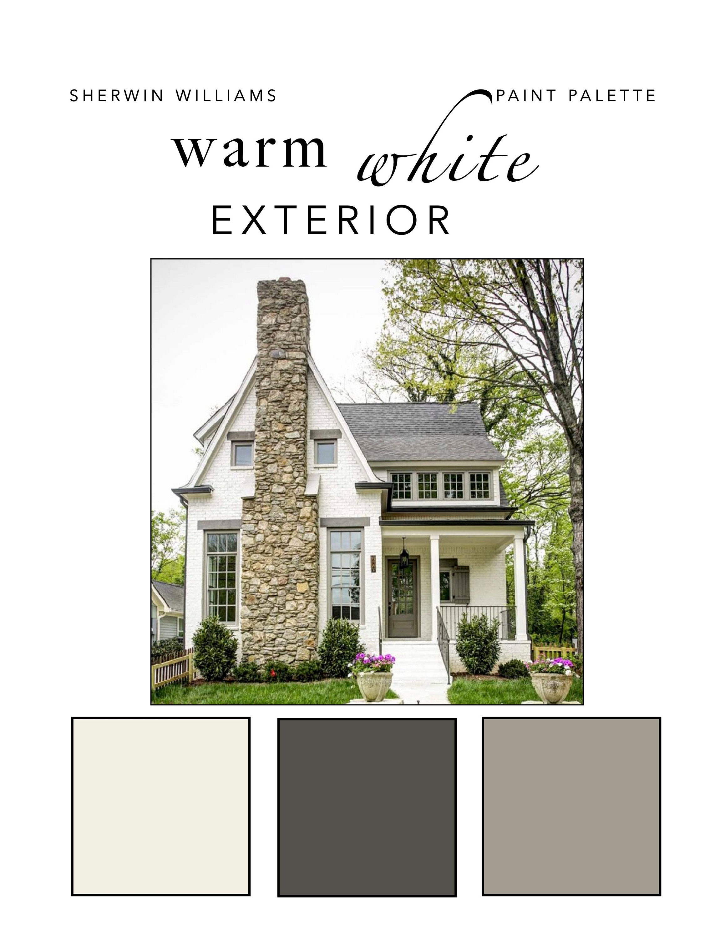 Warm White EXTERIOR Paint Color Palette Siding Trim Doors Etsy