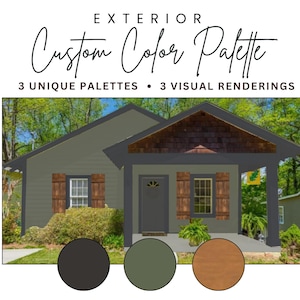 Custom Exterior Color Palette: 3 Designer Sherwin Williams Paint Colors + Visual Renderings (PDF File)