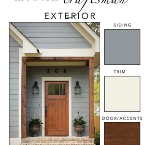 Modern Craftsman EXTERIOR Paint Colors | 4 Designs | Sherwin Williams House Colors for Siding, Trim, Front Door, Stain, Accents image 8