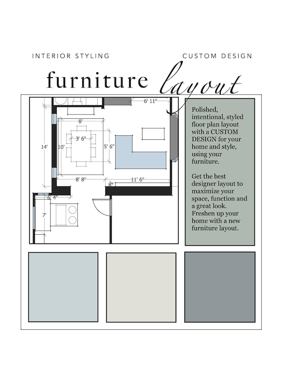 Custom Interior Design _ Furniture Layout - Etsy