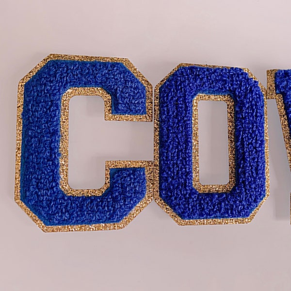 2.35 Inch Chenille Letter Patch: Glitter Iron On Letters