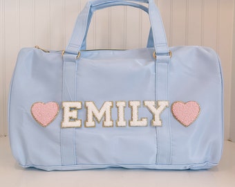Personalized Kids Duffel Bag: Dance Bag with Letter Patches, Christmas gift for children