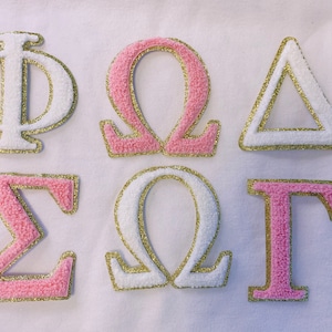 Chenille Greek Letter Patch: 3 Inch Glitter Iron-on - Etsy
