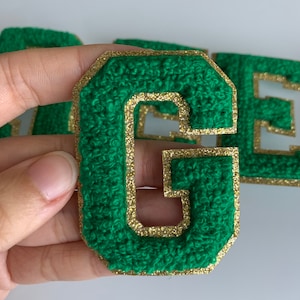 GREEN 3 Inch Chenille letters iron on letters Gameday shirts chenille letters iron on patches iron on letters