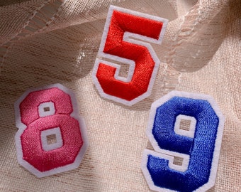 30 Pieces Numbers Patches Iron on Numbers Patches 0-9 Number Decorative Repair Patches Sew on Embroidered Applique Patches for Baseball Football Jean Hat Jacket Shirts White,1.25 Inches