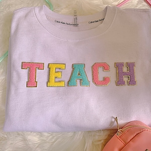 Teacher’s day gift | DIY Sweatshirt Patch, Iron on patches | 2.35” chenille patch | chenille letters | gift for teachers