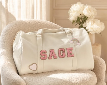 Personalized Duffle Bag Set: Hospital Bag, Travel Pouch, New Mom Gift