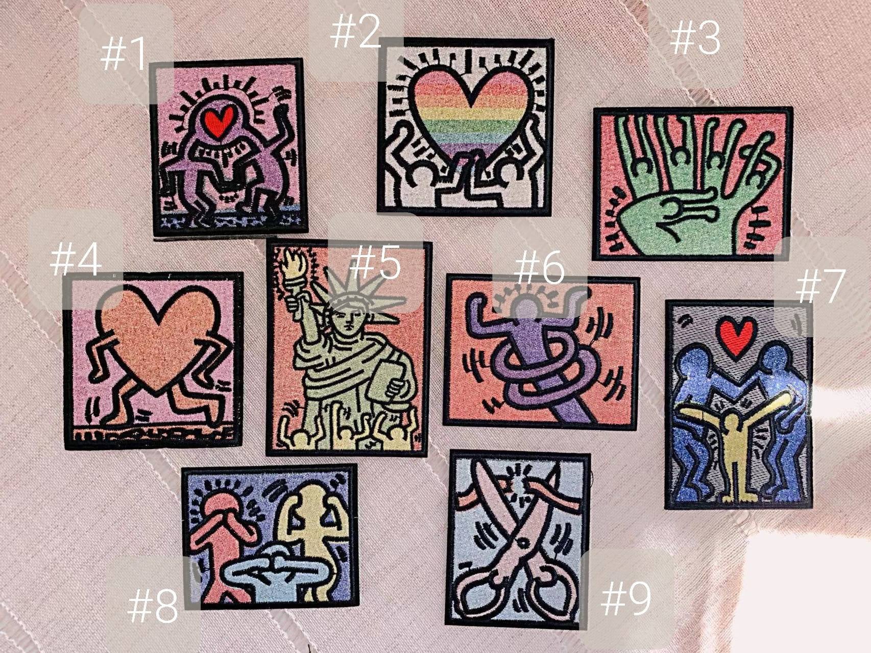 Keith Haring patch, iron on patch, Art patch, hearing embroidered, love patch, heart patch, liberty patch, patch for jacket,