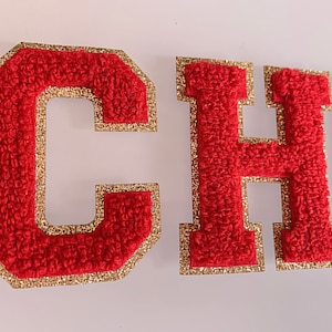 2.35 Inch Chenille letters | Game day shirts | chenille patches | iron on patch | iron on letters | football patches | football team shirts