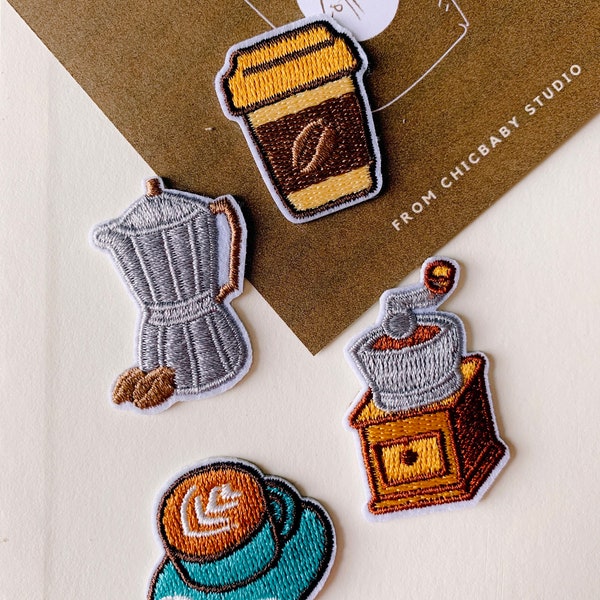 Coffee patch, iron on patch, iron on patch vintage, coffee mug, coffee iron on patch,cute patch, embroidery coffee patch