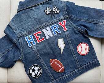 Personalized Kids Denim Jacket: Custom Patches, Birthday Gift, Gift for boy