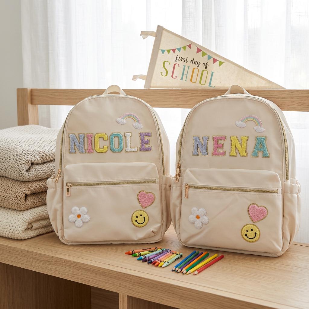 Personalized Kids Backpack: Custom Name Patches, School Bag Set - Etsy