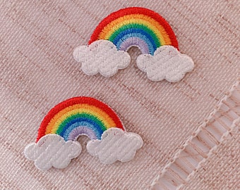 Mini Rainbow Patch: Self Adhesive Iron On Applique (2 Pieces)