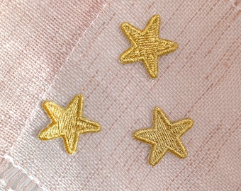 3 Piece Star Iron On Patch: Gold & Pink