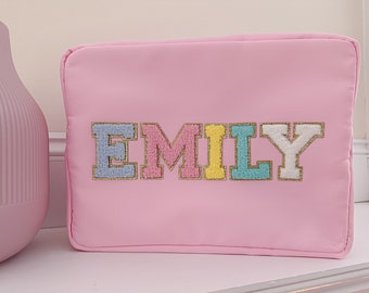 personalized Cosmetic Bag - Makeup bag- Travel Bag- Bag with Patch- Customized Bag- Bridesmaid Gift- graduation gift - birthday gift