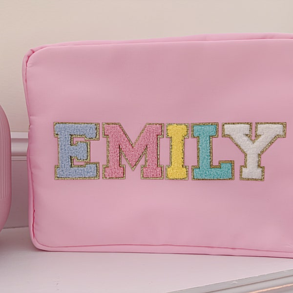 personalized Cosmetic Bag - Makeup bag- Travel Bag- Bag with Patch- Customized Bag- Bridesmaid Gift- graduation gift - birthday gift