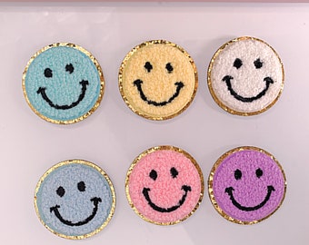 Self-adhesive Smiley face | chenille patch | stick on patches | personalized gifts| patch for laptops | patch for phone | sticker patches |