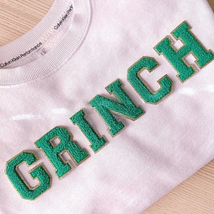 Christmas gift | Chenille letters | Chenille letters patches | iron on patch | iron on letters | letters for clothes | Christmas sweatshirts