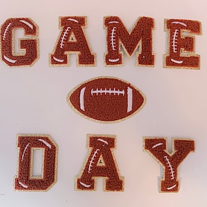 2.35 Inch football Chenille letters Football patches Gameday shirt chenille patches iron on patches iron on letters football shirt