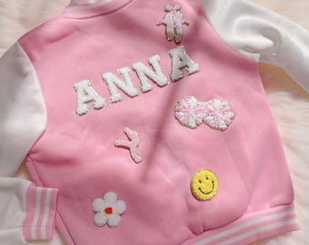 Personalized varsity jacket with name, Kids jacket, custom varsity jacket for kids, gift for girls, game day jacket, fall outfit