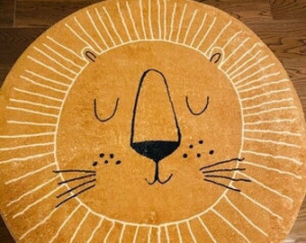 Baby Shower Gift Lion Rug for Kidsroom Adorable Bedroom Carpet Nursery Decor Rugs