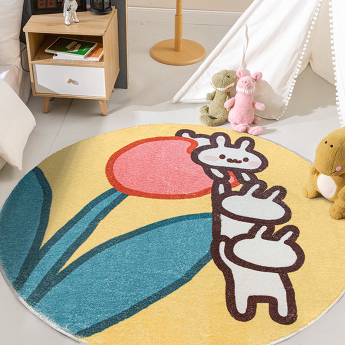Rabbit Rugs for Nursery Room Easter Decoration Carpet Kids Etsy