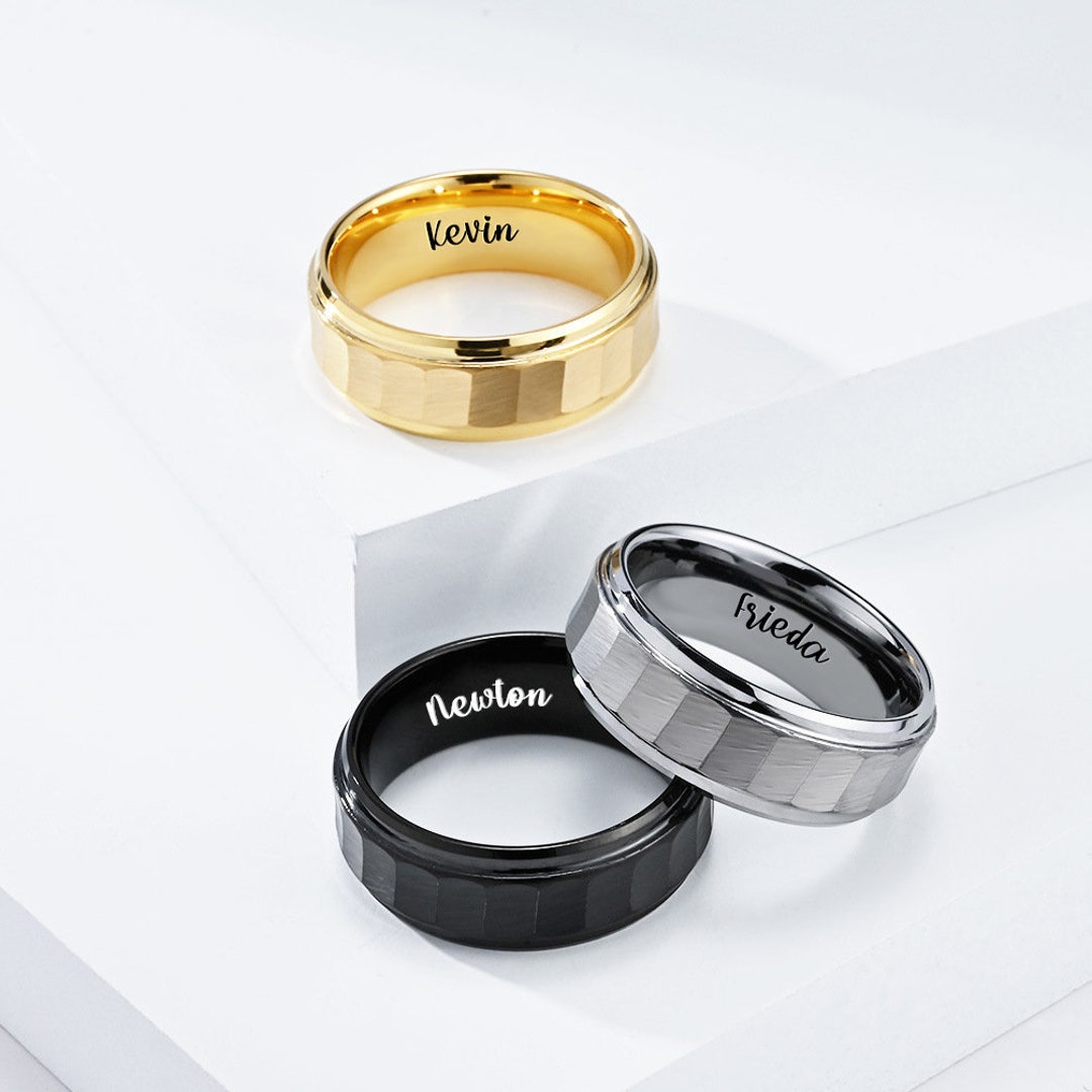 Square Cut Tungsten Carbide Ring Minimal Band Ring Ring for Etsy