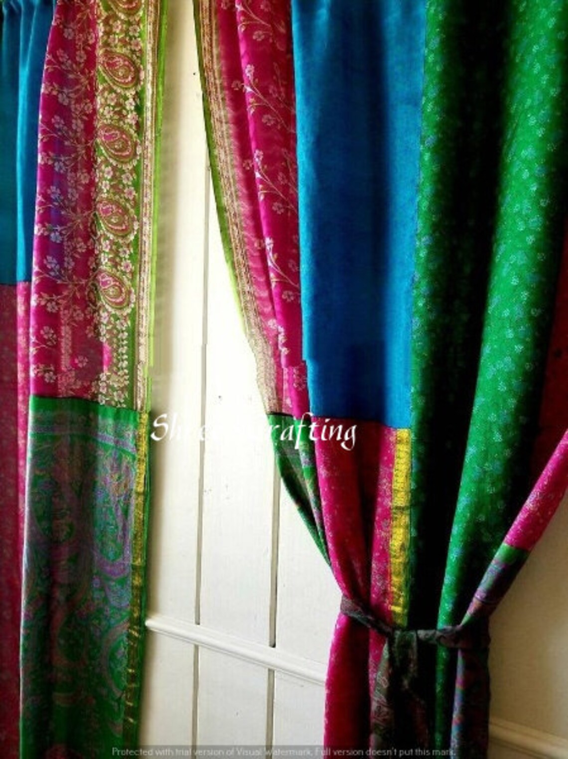 Indian Curtain Saree Silk Curtain Sari Boho Curtain Gypsy Etsy