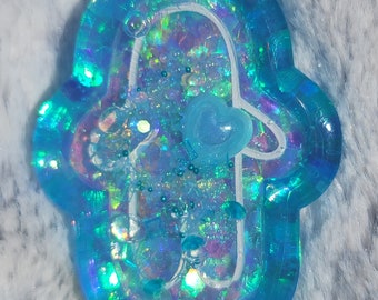 Blue Iridescent Glitter Bubble Liquid Shaker Charm Sensory Fidget