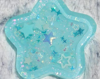 Glow-in-the-dark Teal Blue Star Liquid Shaker Charm Sensory Fidget