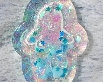 Blue Iridescent Glittery Bubble Liquid Shaker Charm Sensory Fidget