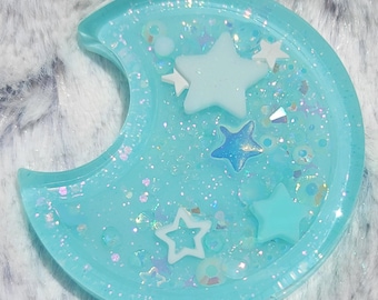 Glow-in-the-dark Teal Blue Moon Liquid Shaker Charm Sensory Fidget
