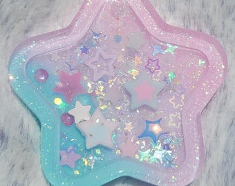Glow-in-the-dark Pastel Pink Purple Teal Star Liquid Shaker Charm Sensory Fidget