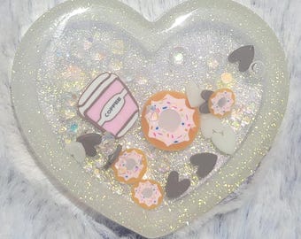 Glow-in-the-dark Pastel Pink Purple Teal Heart Liquid Shaker Charm Sensory Fidget