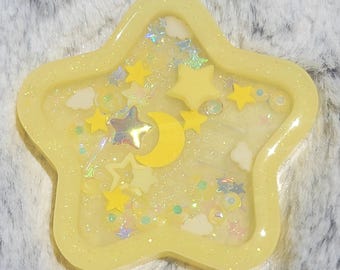 Glow-in-the-dark Pastel Yellow Star Liquid Shaker Charm Sensory Fidget