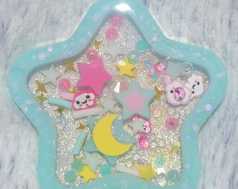Glow-in-the-dark Pastel Blue Pink Yellow Star Liquid Shaker Charm Sensory Fidget
