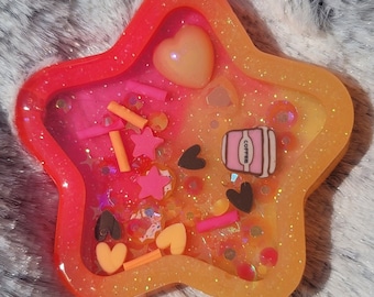 Glow-in-the-dark Pink Orange Coffee Star Liquid Shaker Charm Sensory Fidget
